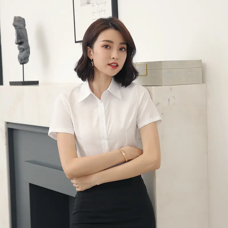 Women's Long Sleeve Light Blue Formal Shirt - Image 4