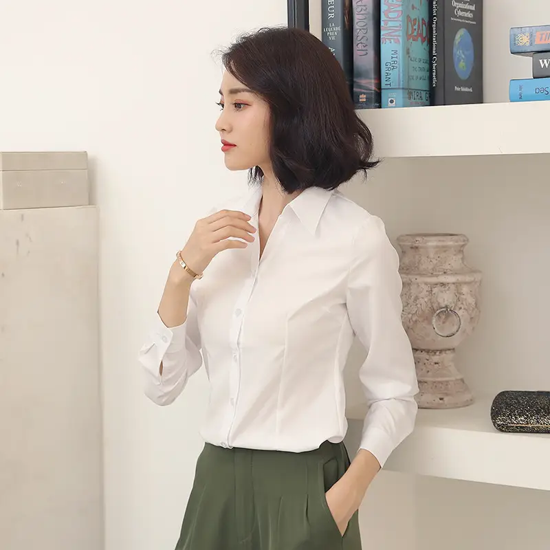 Women's Long Sleeve Light Blue Formal Shirt - Image 6