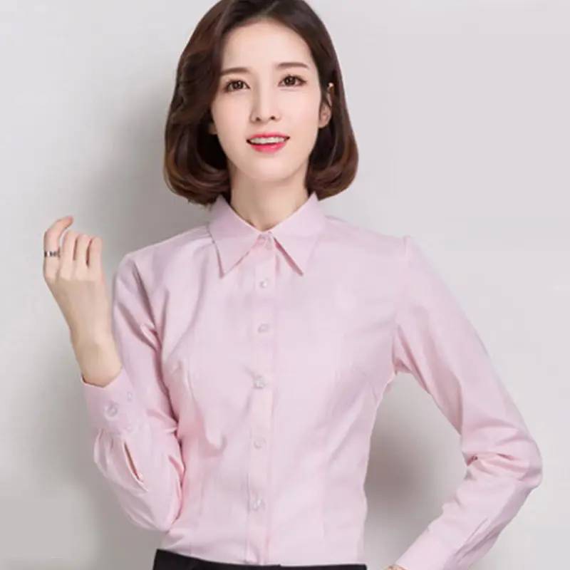 Women's Long Sleeve Light Blue Formal Shirt - Image 8