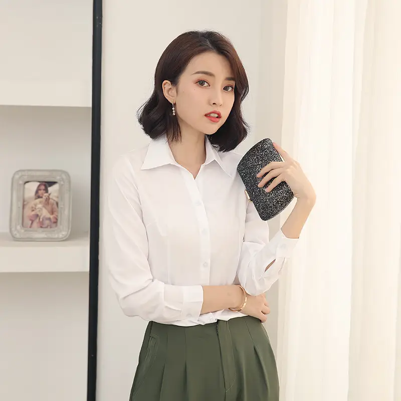 Women's Long Sleeve Light Blue Formal Shirt - Image 9