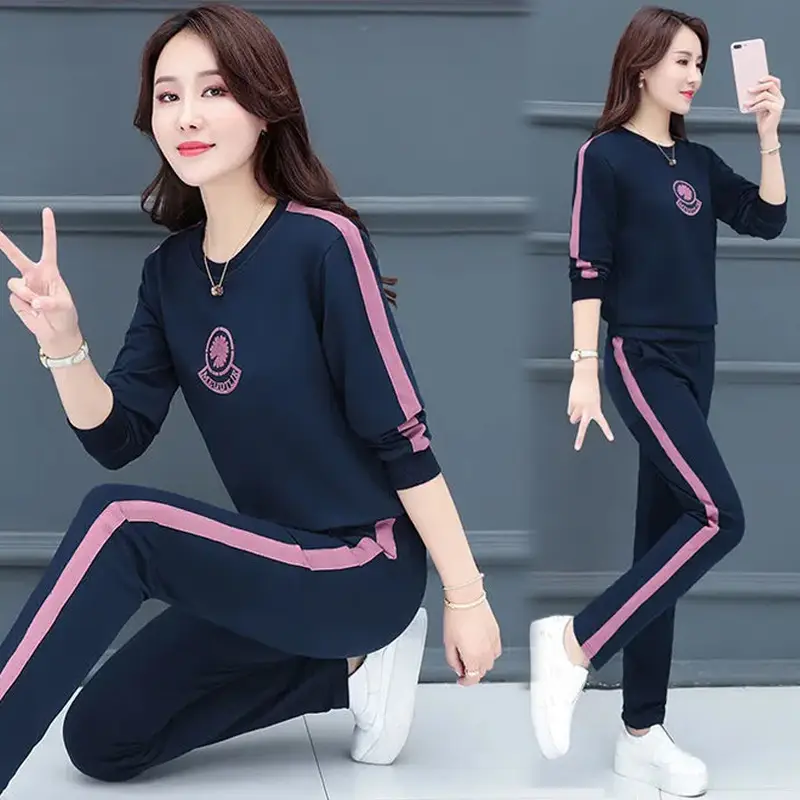 Women's Black Yellow Casual Track Suit Large - Image 4