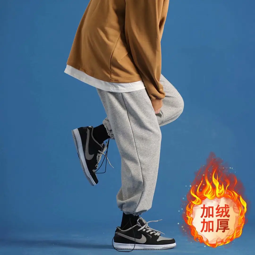 Men Fleece Lined Drawstring Pants Black Ankle Length - Image 5