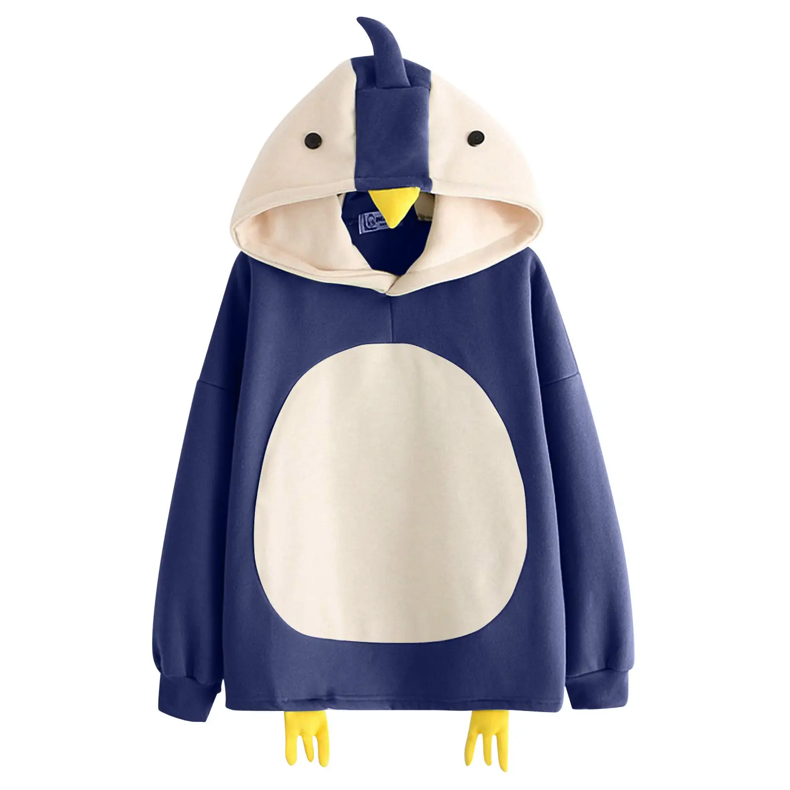 2024 Winter Cartoon Chick Fleece Hooded Sweatshirt Blue White - Image 9