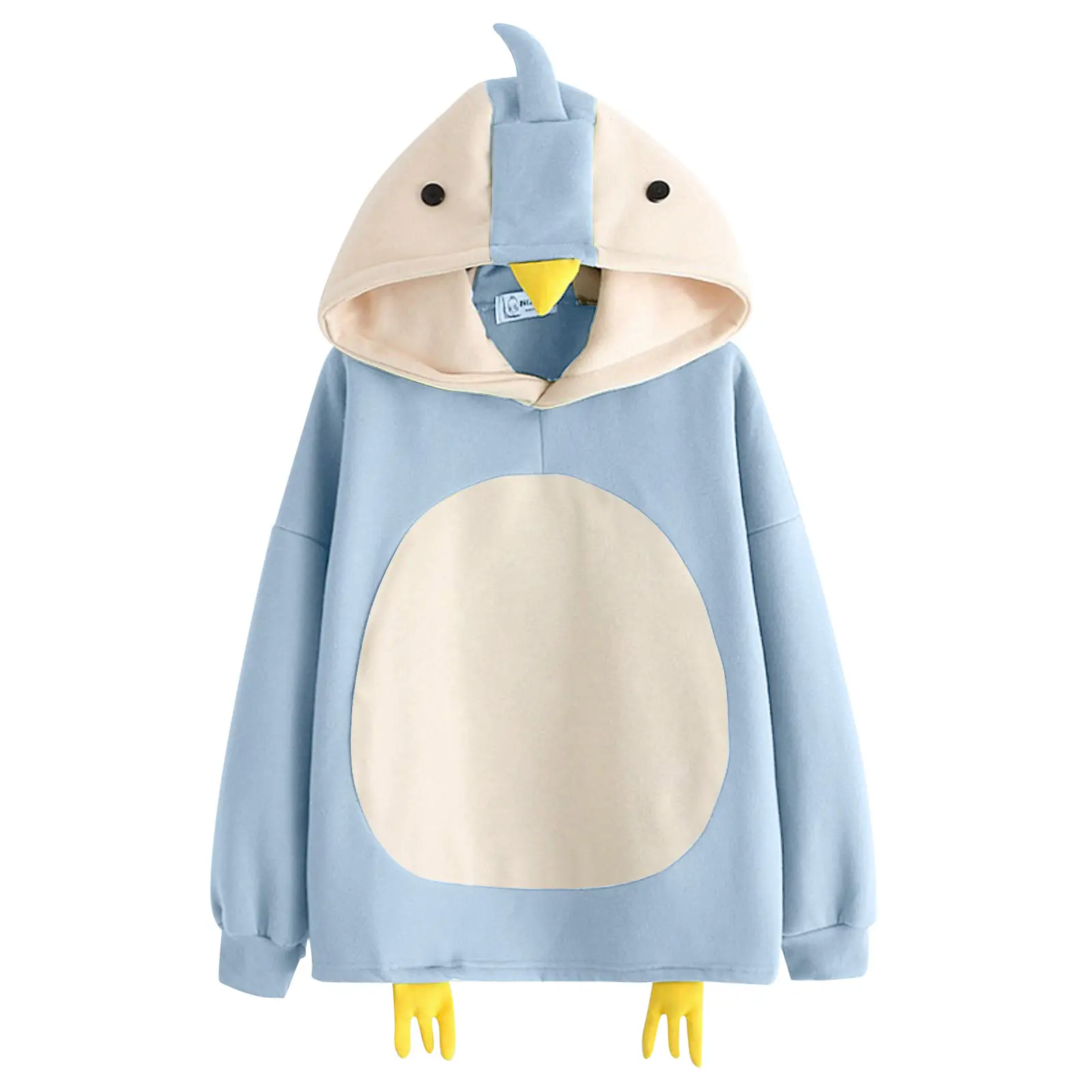 2024 Winter Cartoon Chick Fleece Hooded Sweatshirt Blue White - Image 10