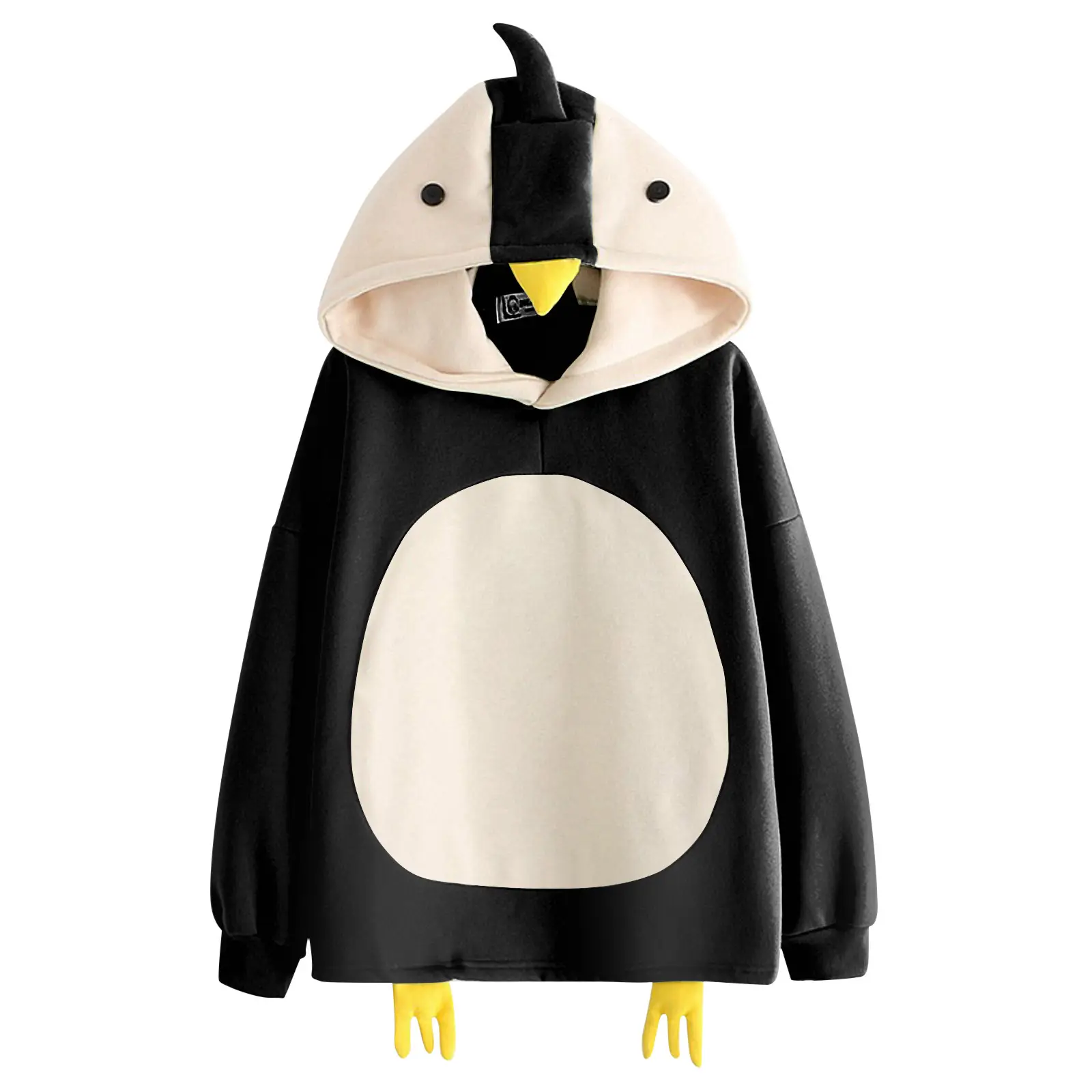 2024 Winter Cartoon Chick Fleece Hooded Sweatshirt Blue White - Image 4