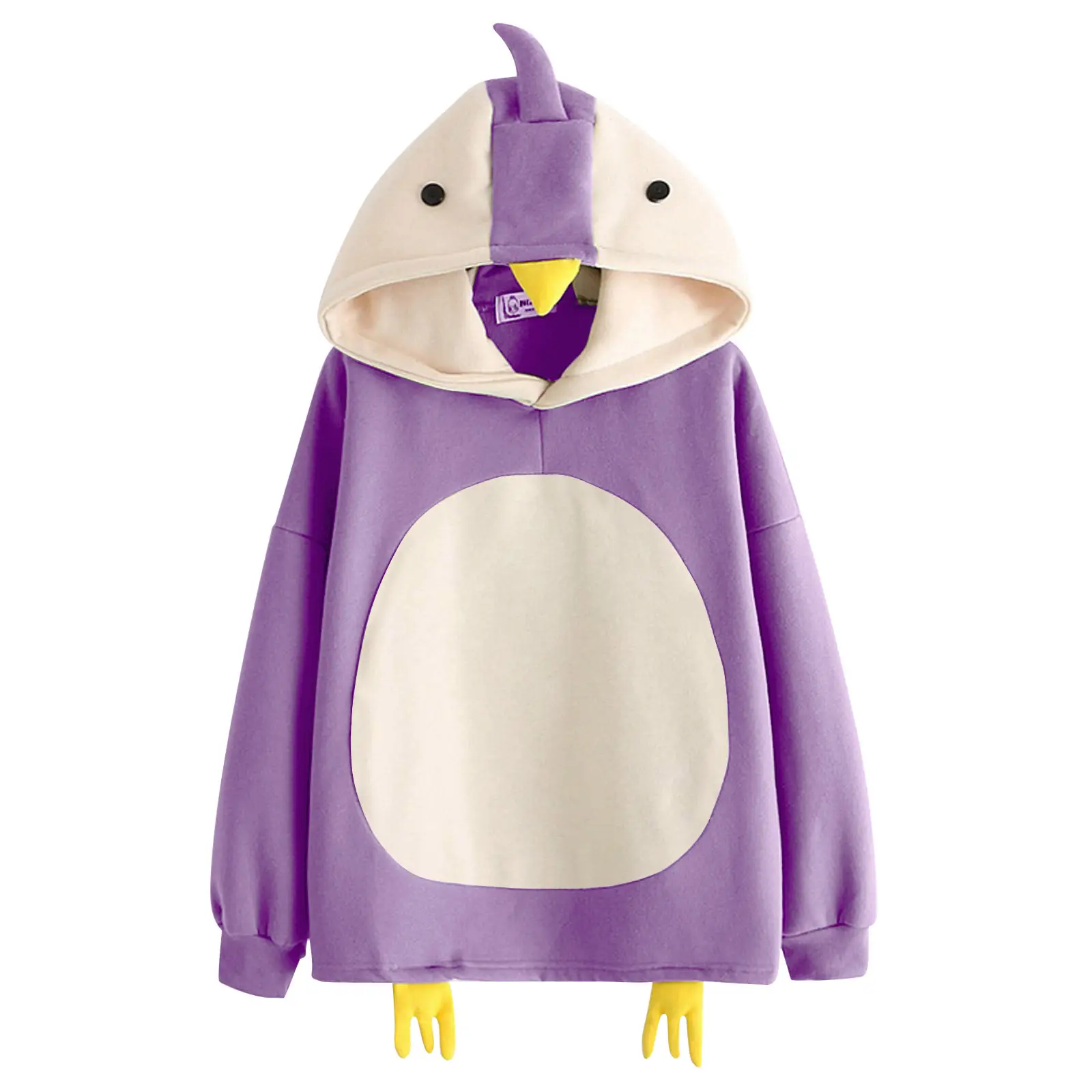2024 Winter Cartoon Chick Fleece Hooded Sweatshirt Blue White - Image 6