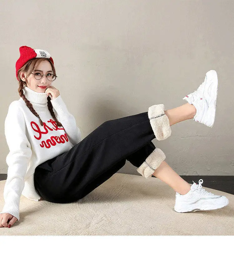 2021 Winter Velvet Cashmere Pants for Women Black — feature 3