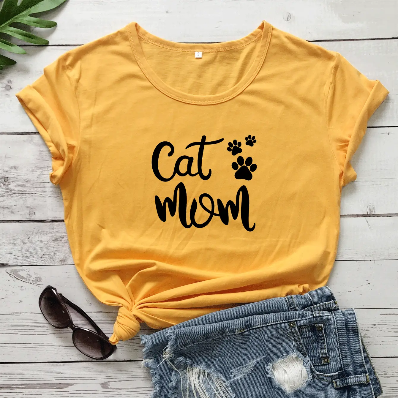 Cat Mama Printed Green T-Shirt Short Sleeve - Image 5