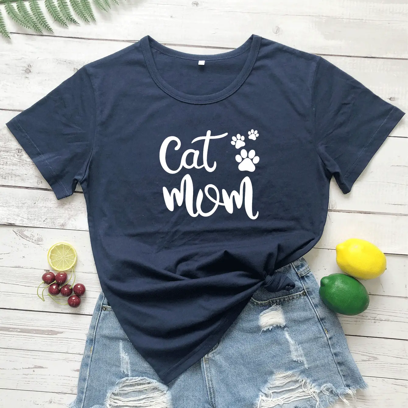 Cat Mama Printed Green T-Shirt Short Sleeve - Image 8