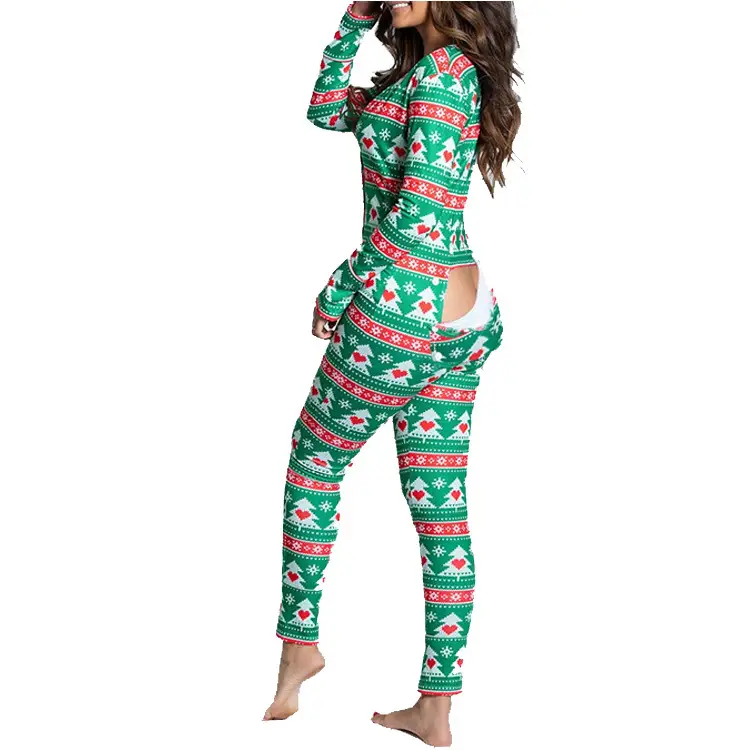 2023 Button Flip Pajamas Christmas Printed Long Sleeve - Image 31