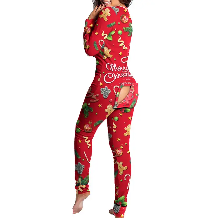 2023 Button Flip Pajamas Christmas Printed Long Sleeve - Image 32