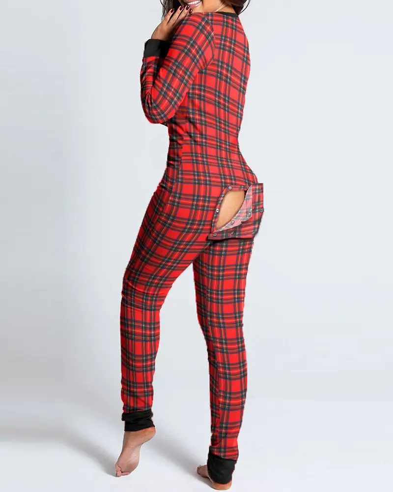 2023 Button Flip Pajamas Christmas Printed Long Sleeve - Image 13