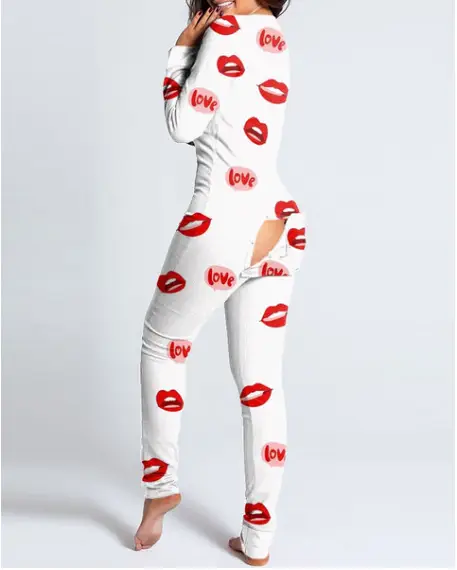2023 Button Flip Pajamas Christmas Printed Long Sleeve - Image 16