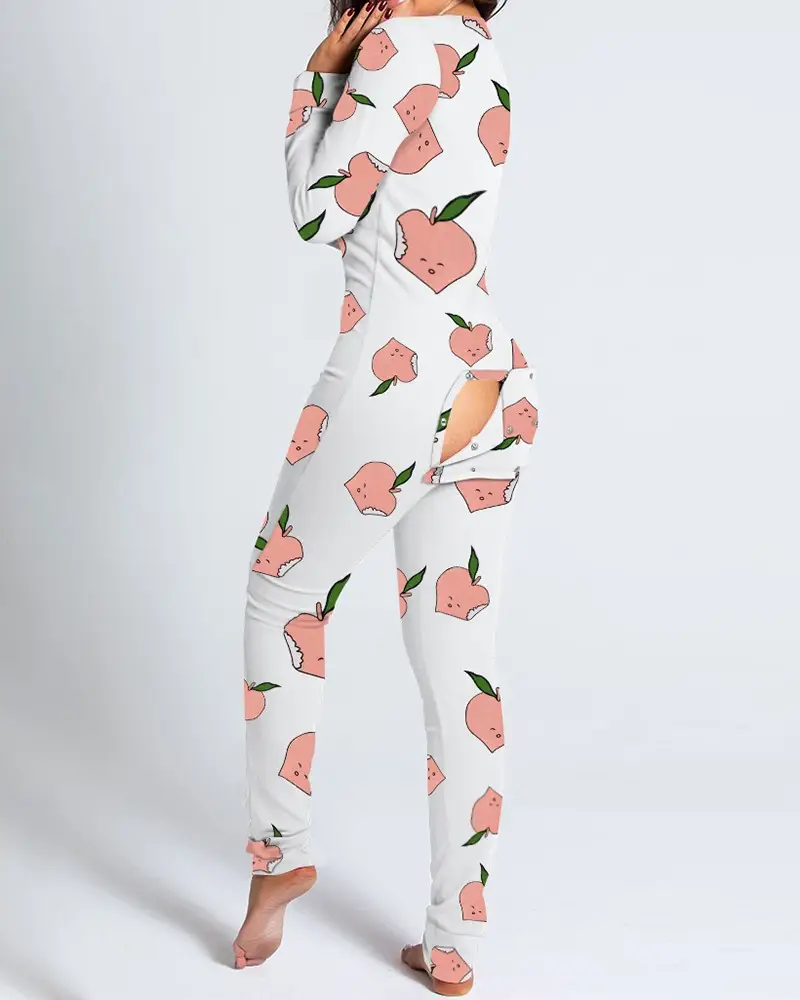2023 Button Flip Pajamas Christmas Printed Long Sleeve - Image 19