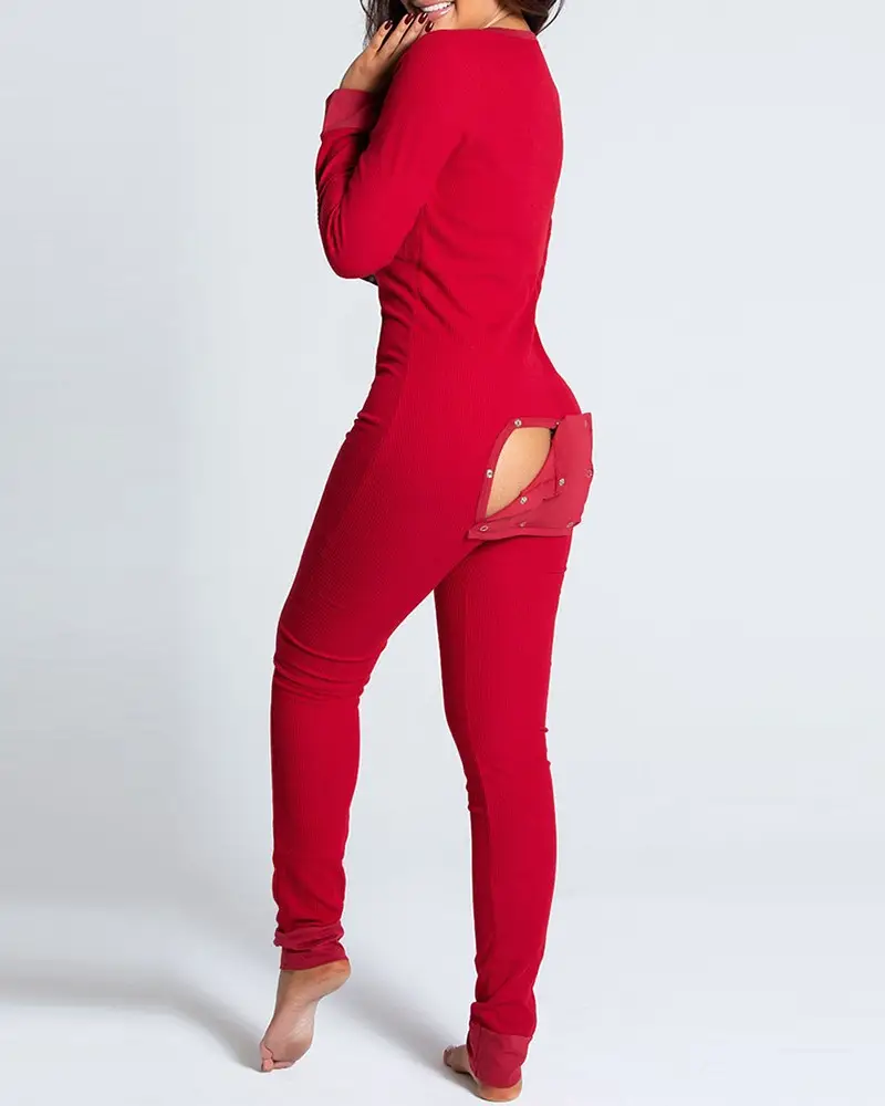 2023 Button Flip Pajamas Christmas Printed Long Sleeve - Image 2
