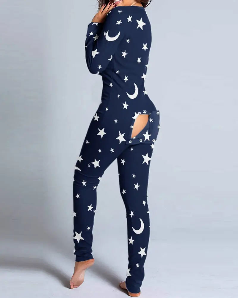 2023 Button Flip Pajamas Christmas Printed Long Sleeve - Image 21