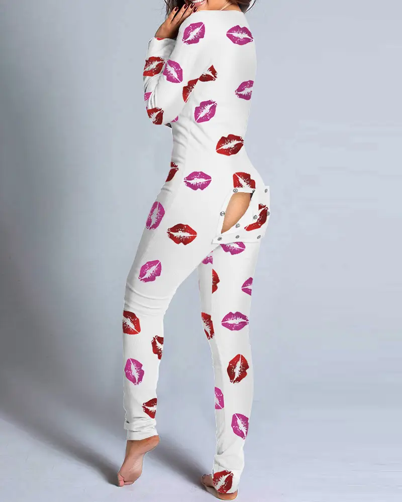 2023 Button Flip Pajamas Christmas Printed Long Sleeve - Image 7