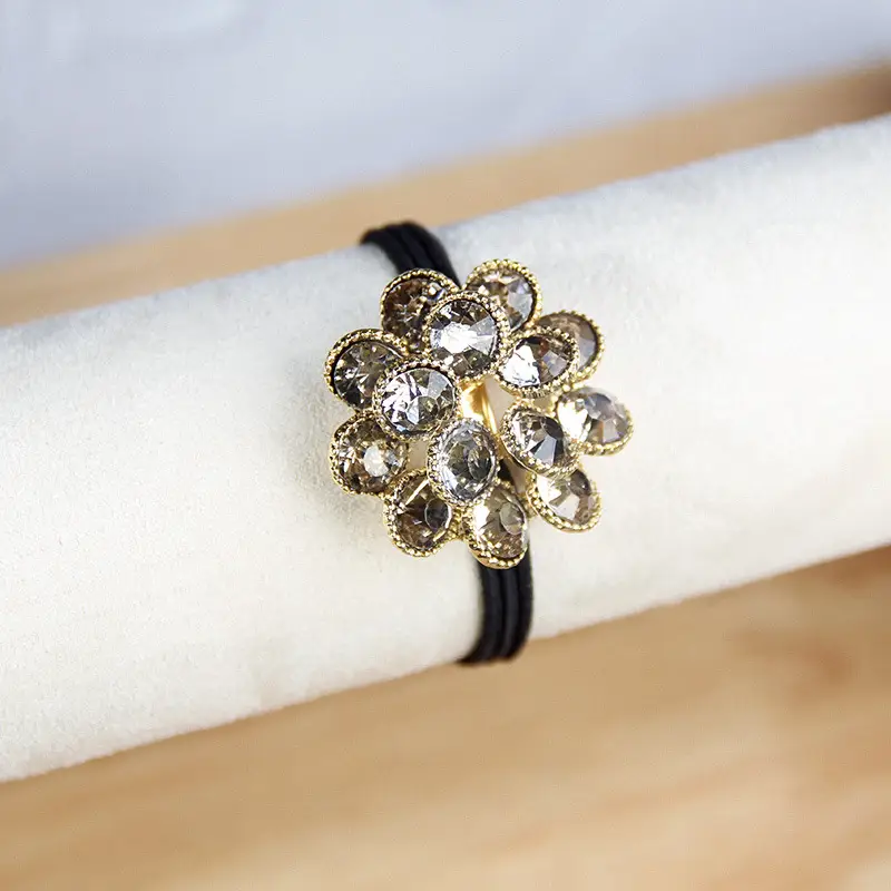 Korean Rhinestone Flower Hair Ring for Girls - Image 3