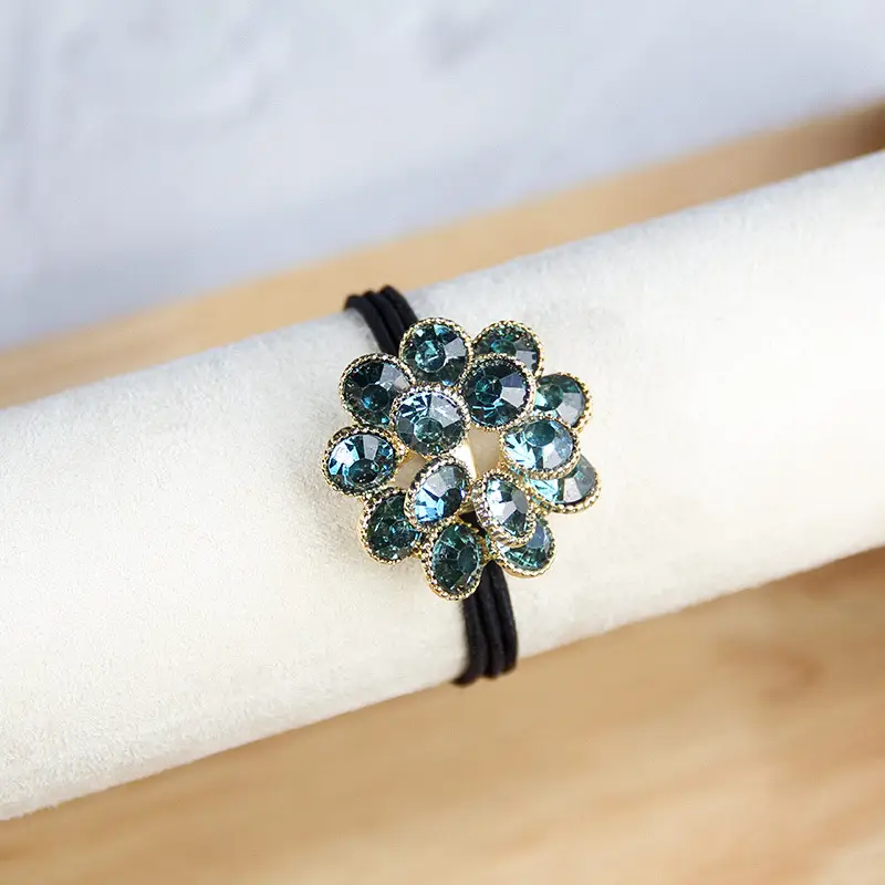 Korean Rhinestone Flower Hair Ring for Girls - Image 4