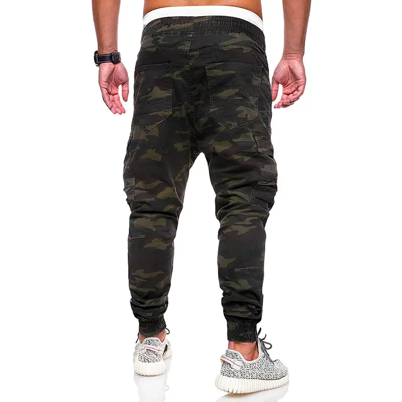 Men Camouflage Cargo Pants Large Elastic Waist Trousers