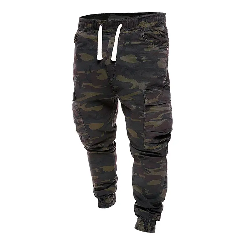 Men Camouflage Cargo Pants Large Elastic Waist Trousers — feature 8