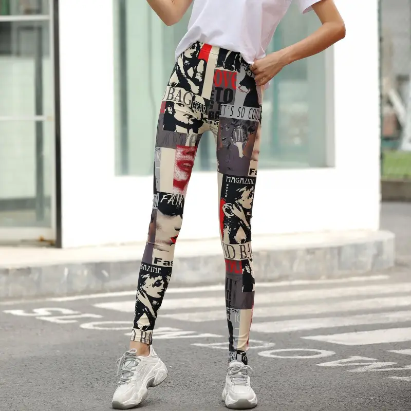 Autumn Winter Velvet Printed Leggings Geometric Design - Image 8