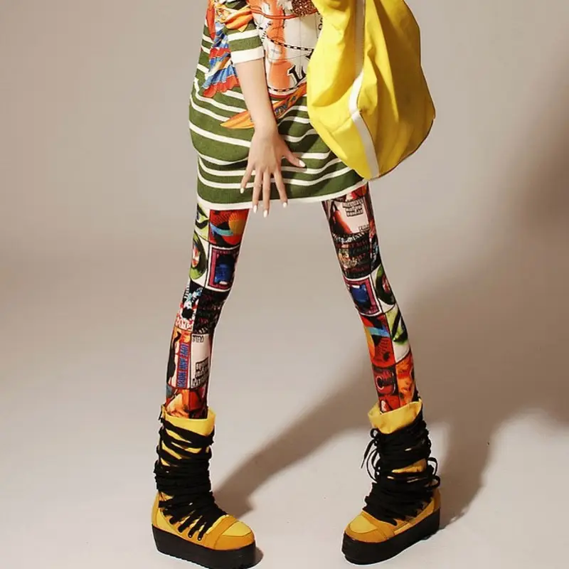 Autumn Winter Velvet Printed Leggings Geometric Design - Image 4