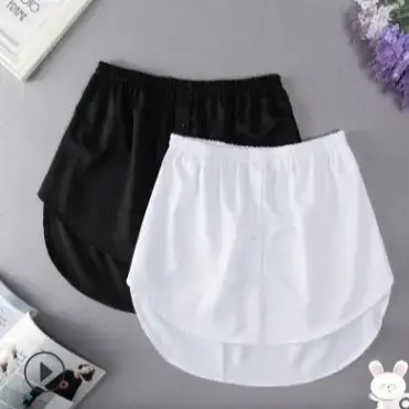 White Fake Skirt with Elastic Waist Button Front - Image 10