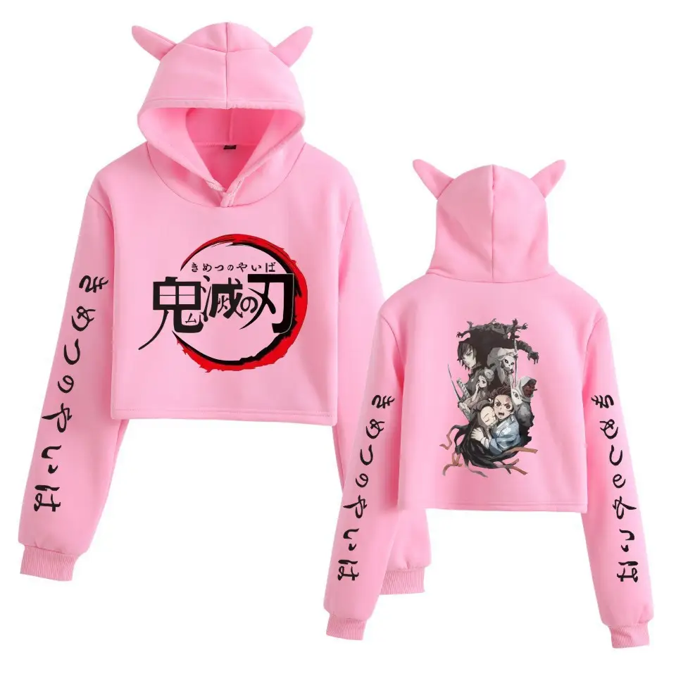 Pink Anime Hoodie Set for Girls with Cat Ears - Image 16