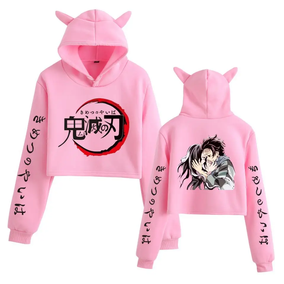 Pink Anime Hoodie Set for Girls with Cat Ears - Image 12