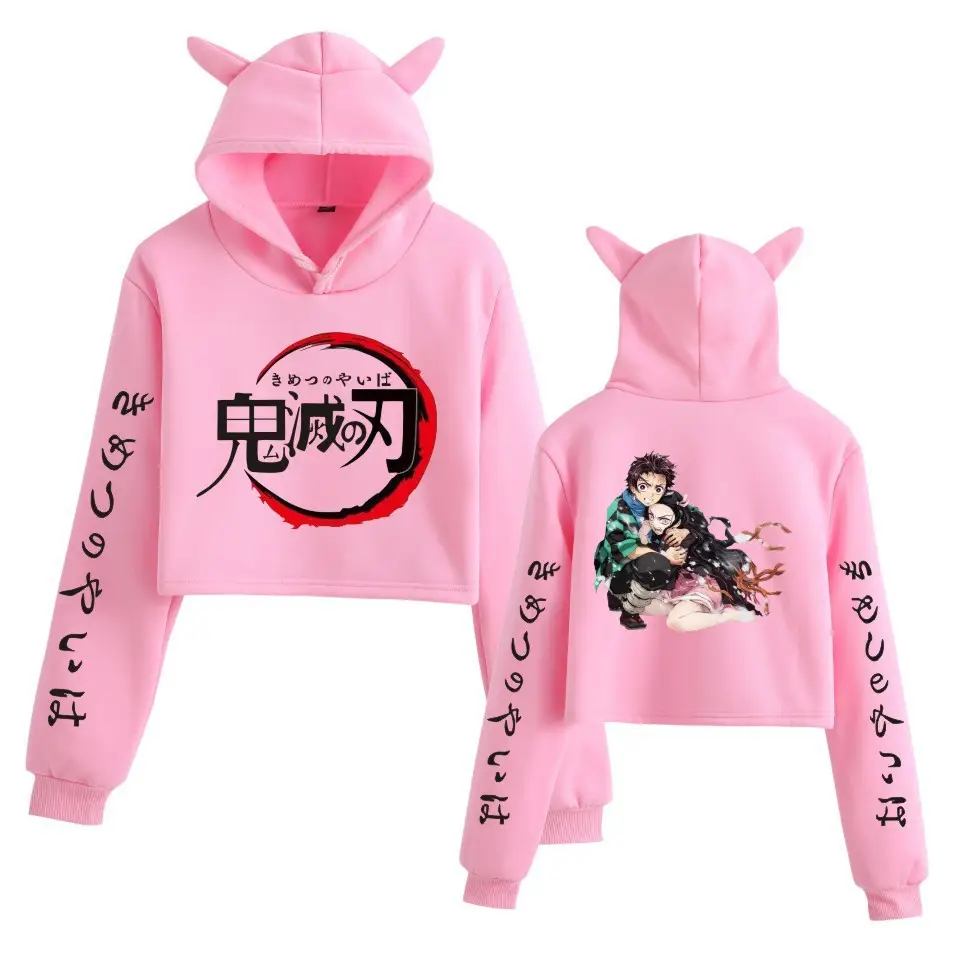Pink Anime Hoodie Set for Girls with Cat Ears - Image 20