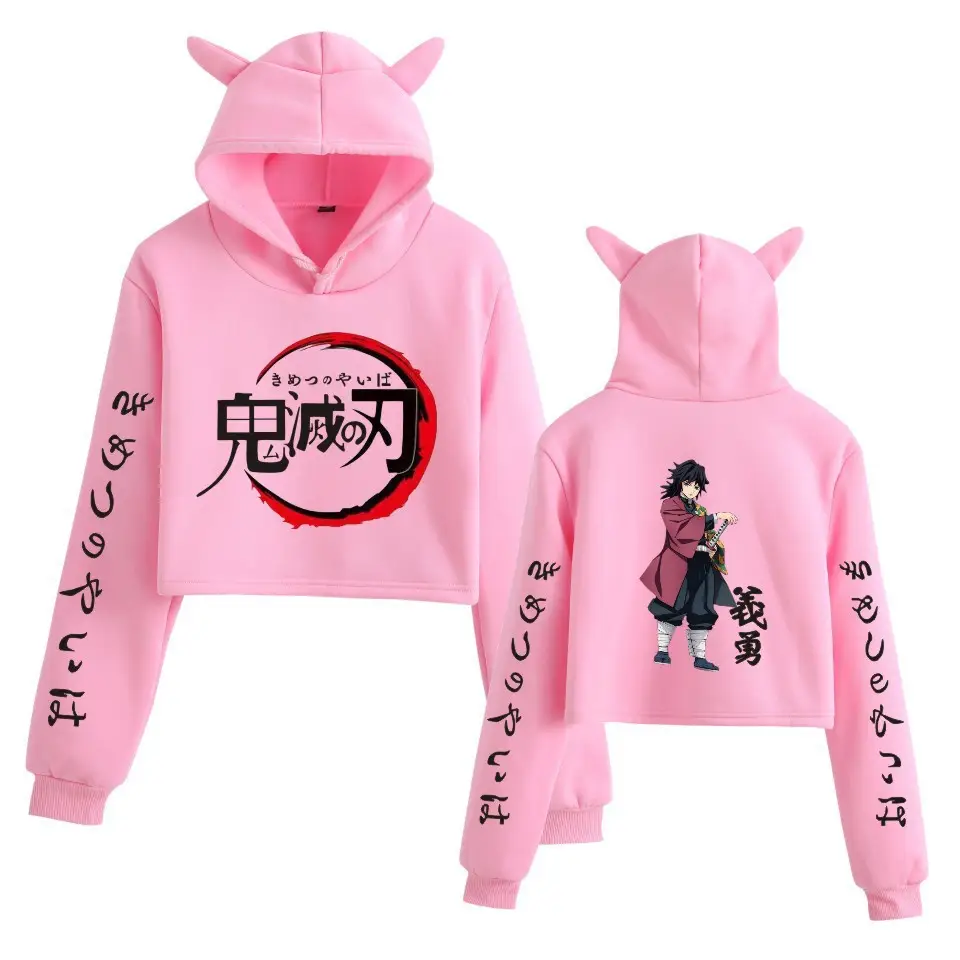 Pink Anime Hoodie Set for Girls with Cat Ears - Image 8