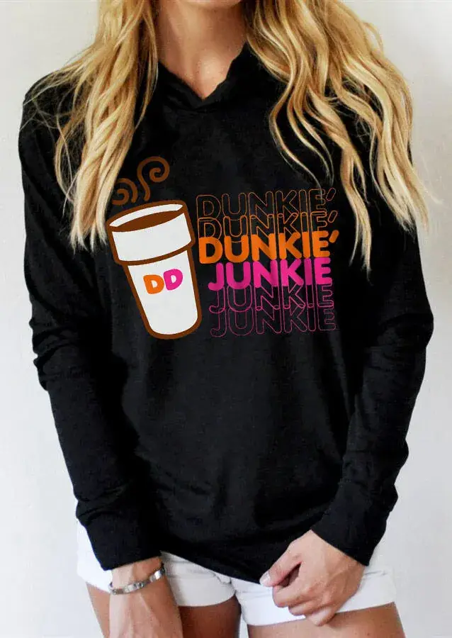 White Hooded Hoodie with "Dunkie Junkie" Graphic - Image 2