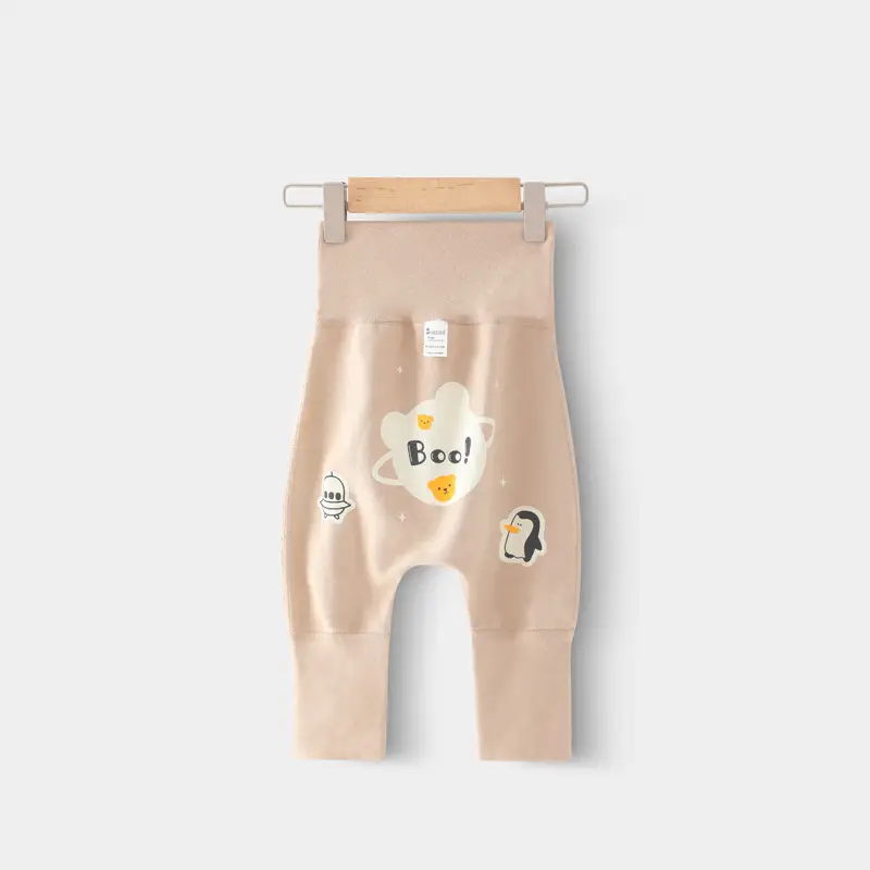 Pure Cotton Cartoon Baby Butt Pants White High Waist - Image 4
