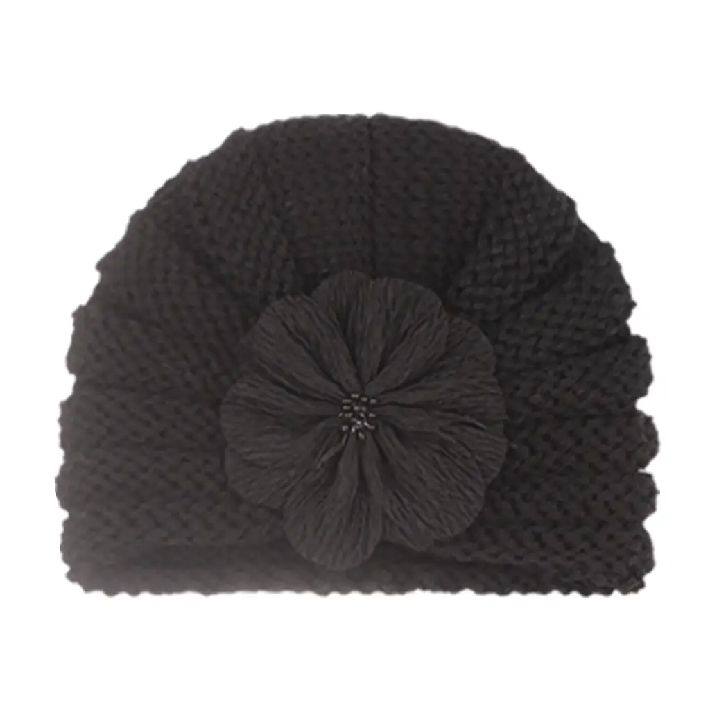 Yellow Woolen Flower Baby Hat for Girls - Image 3