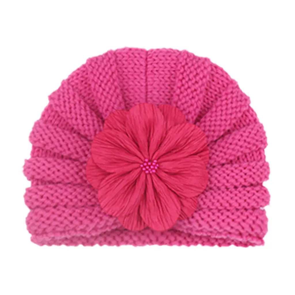 Yellow Woolen Flower Baby Hat for Girls - Image 4