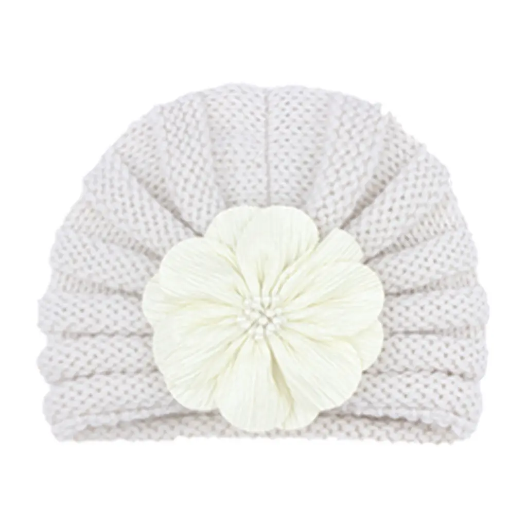 Yellow Woolen Flower Baby Hat for Girls - Image 5