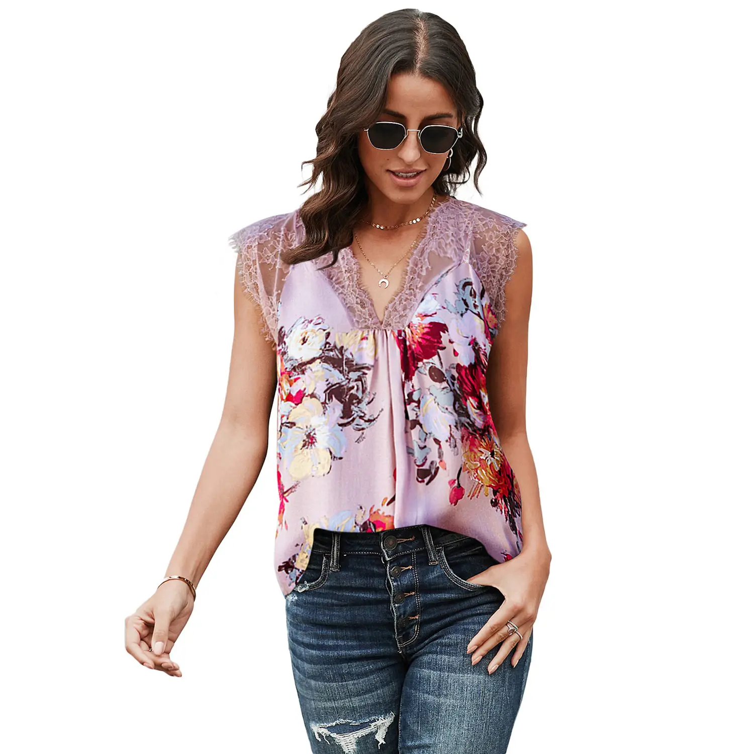 Lace Sleeveless V-Neck Top for Women - Image 8