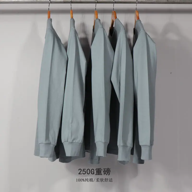 Men Cotton Grey Long Sleeve T-Shirt Set 3 Pack Rib Neck