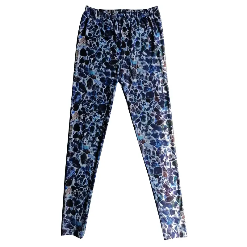Women Printed Leggings Blue High Waist Large - Image 23