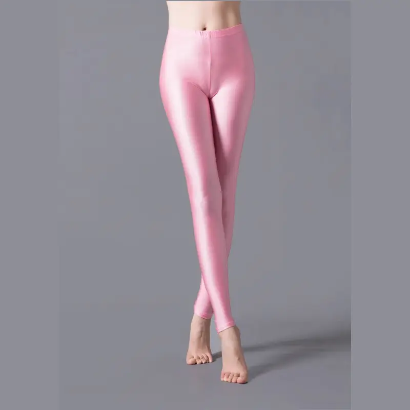 Purple Glossy Leggings for Dance Performance