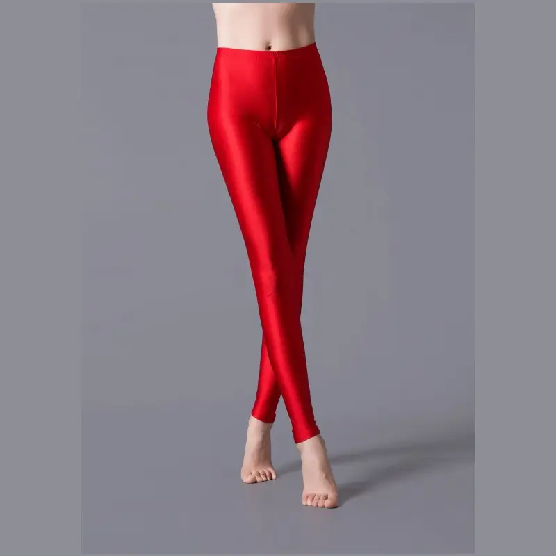 Purple Glossy Leggings for Dance Performance