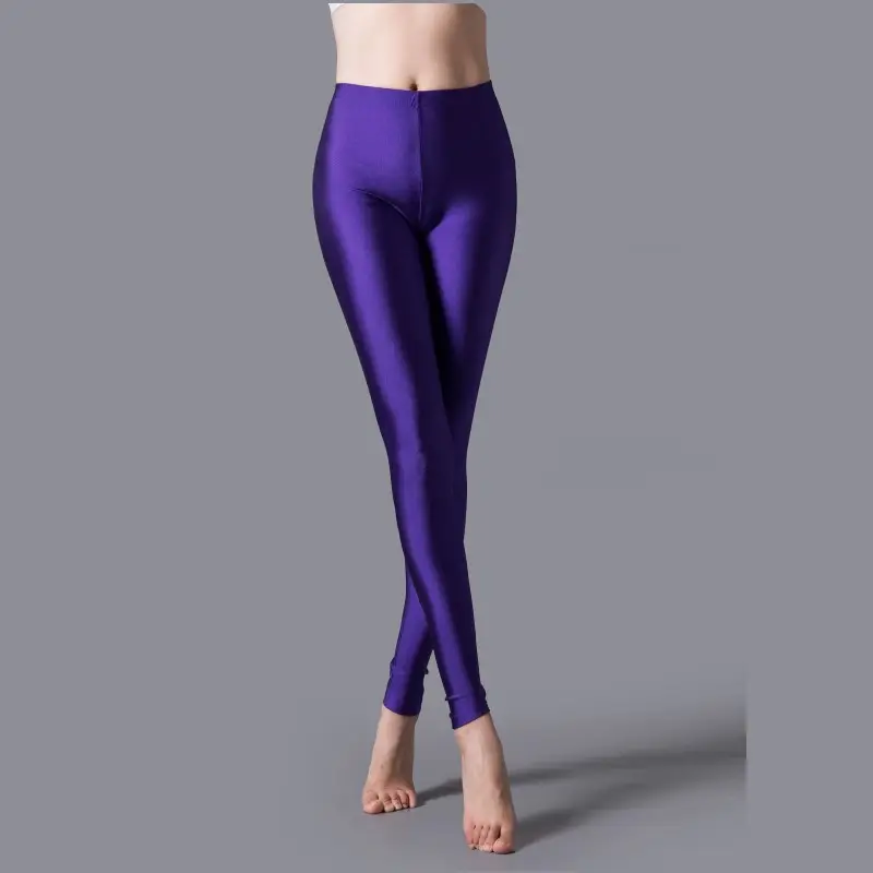 Purple Glossy Leggings for Dance Performance