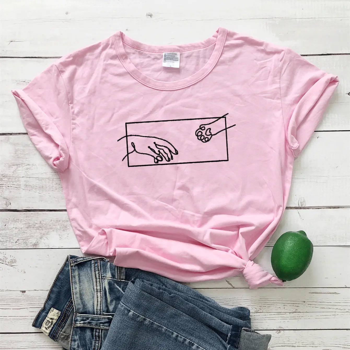 Black Graphic T-Shirt with Hand Design - Image 6