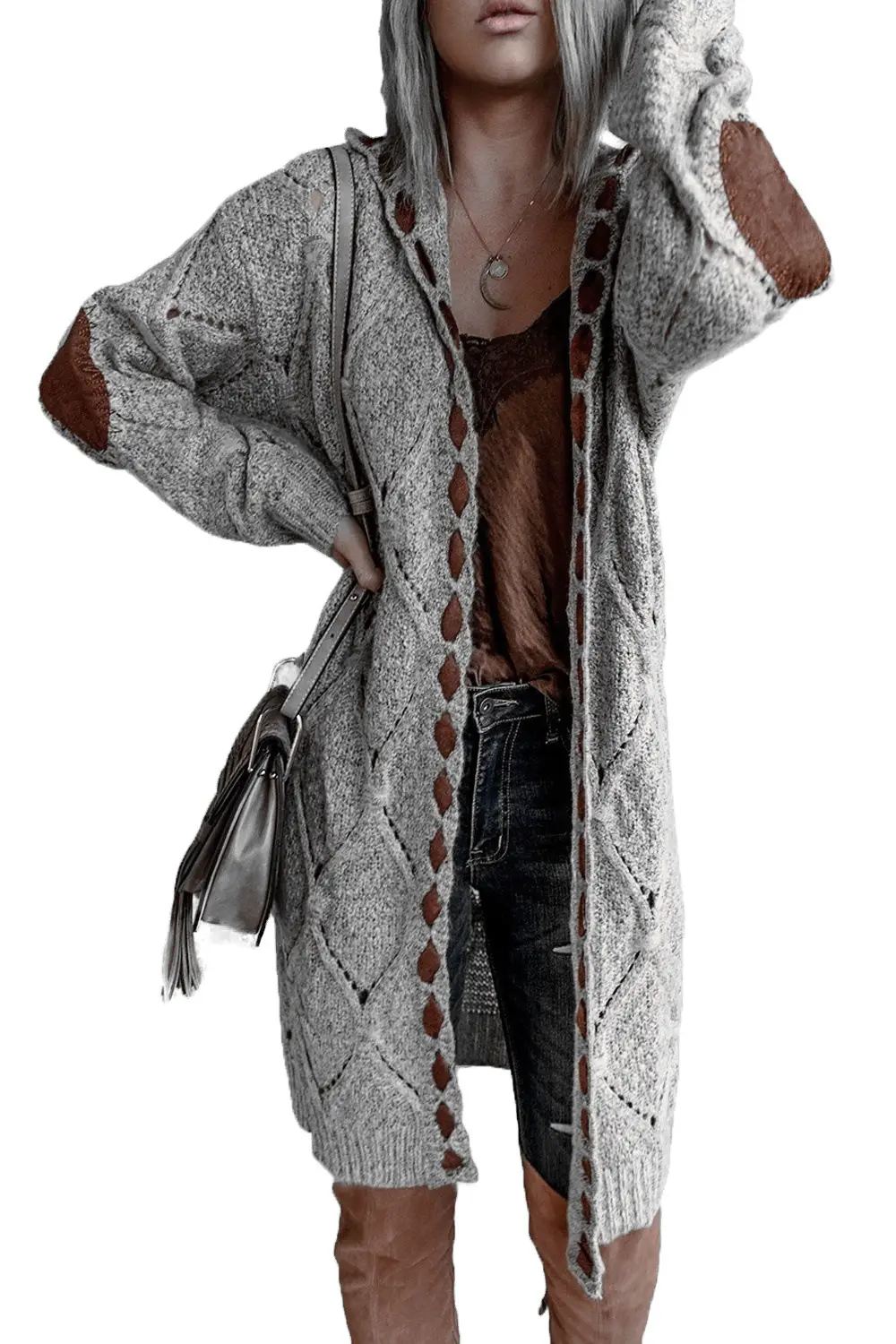 2025 Spring Hooded Knit Cardigan Women Red - Image 7