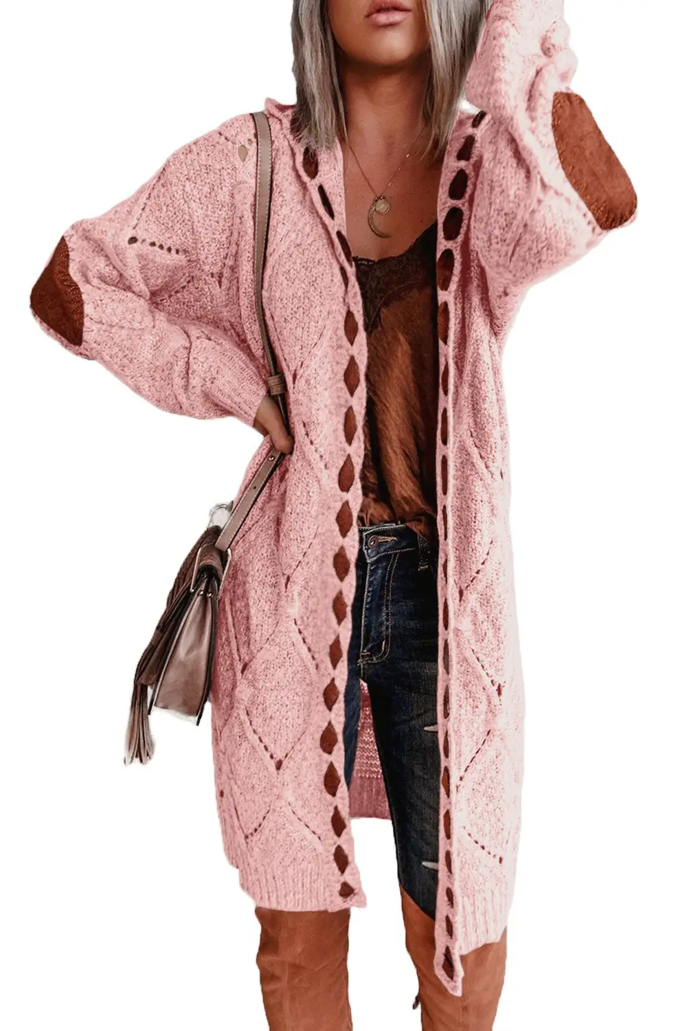 2025 Spring Hooded Knit Cardigan Women Red - Image 8