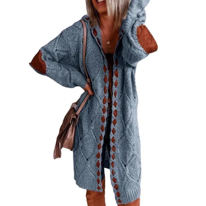 2025 Spring Hooded Knit Cardigan Women Red - Image 10