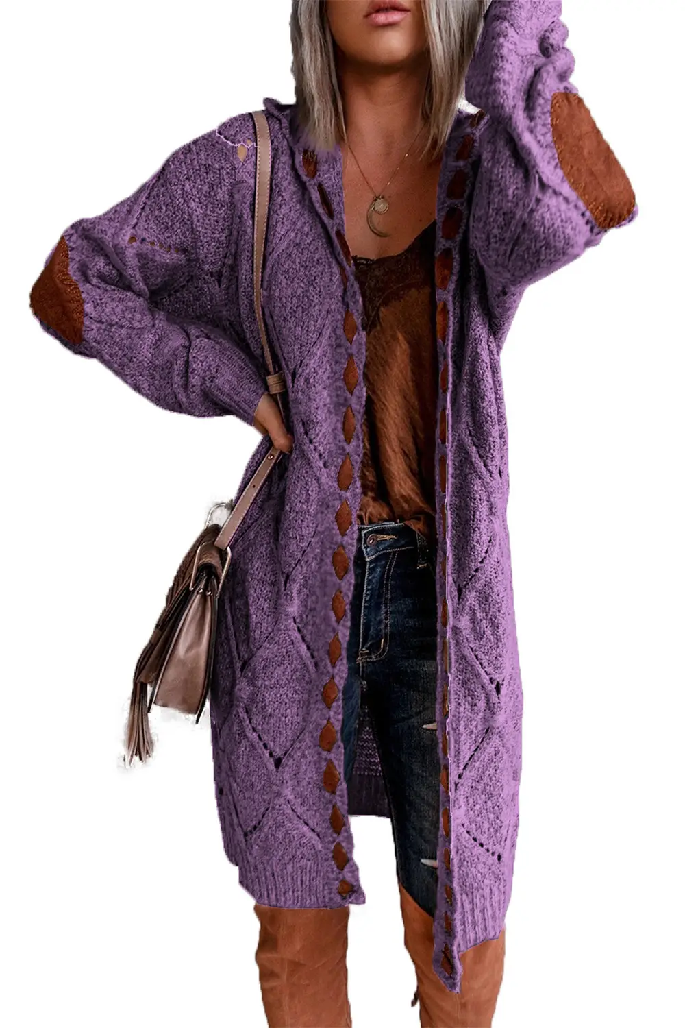 2025 Spring Hooded Knit Cardigan Women Red - Image 2