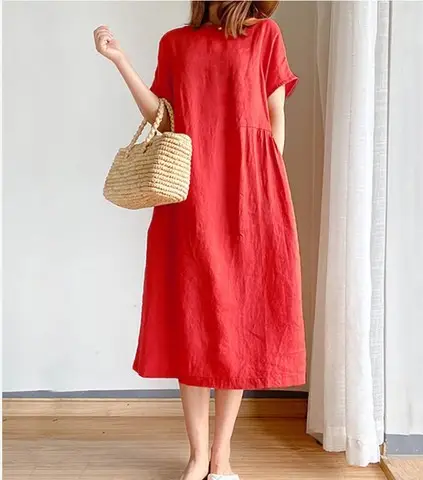 Loose Slimming Dress for Women Summer 2026 New Plus Size Fat mm Mid-Length Dress - Image 5