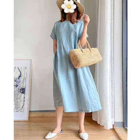 Loose Slimming Dress for Women Summer 2026 New Plus Size Fat mm Mid-Length Dress - Image 7